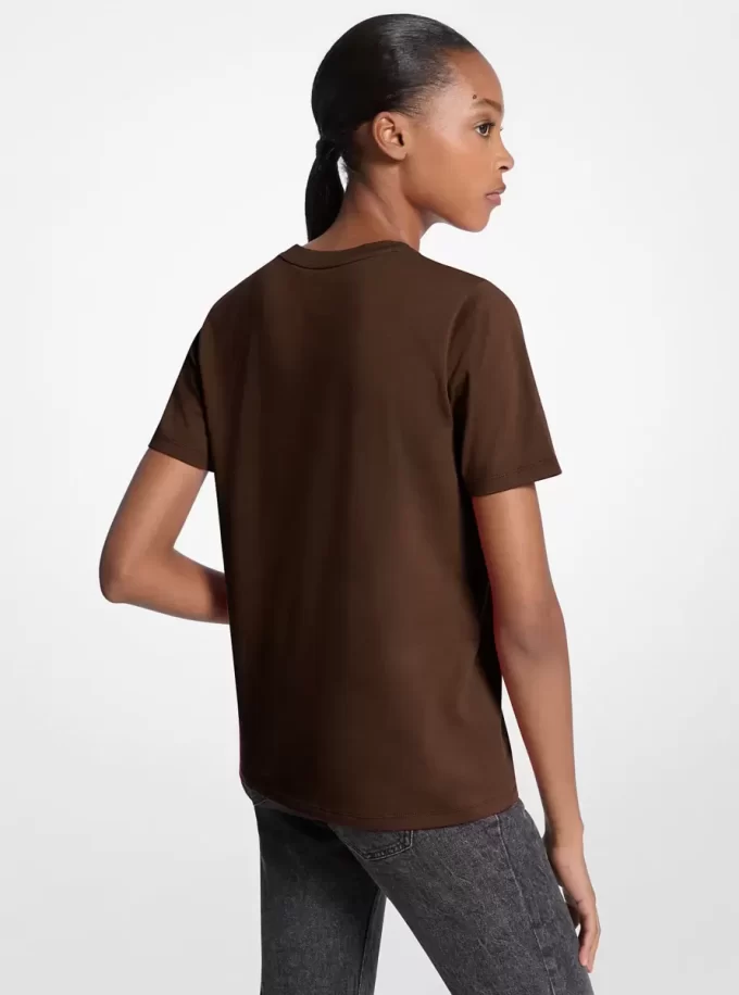 Tricou din bumbac cu logo și paiete