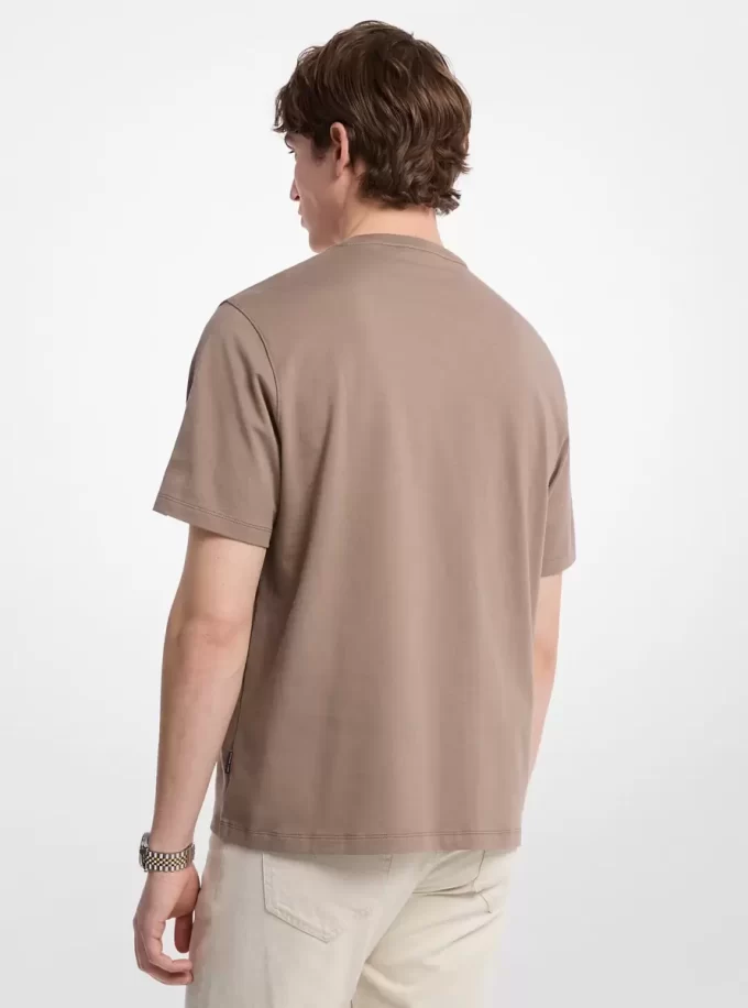 Tricou din jerseu de bumbac cu logo în relief Tricou din jerseu de bumbac cu logo în relief