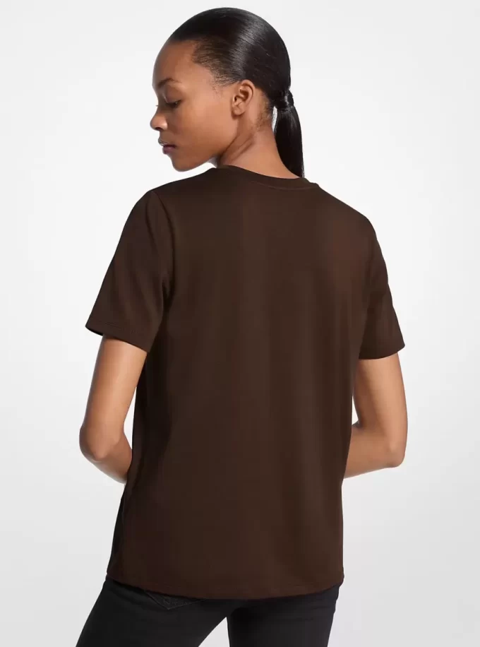 Tricou din jerseu de bumbac organic cu logo și breloc Tricou din jerseu de bumbac organic cu logo și breloc