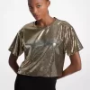 Tricou KORS cu paiete și imprimeu drept Tricou KORS cu paiete și imprimeu drept