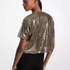 Tricou KORS cu paiete și imprimeu drept Tricou KORS cu paiete și imprimeu drept