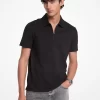 Tricou polo cu fermoar din amestec de bumbac piqué Tricou polo cu fermoar din amestec de bumbac piqué