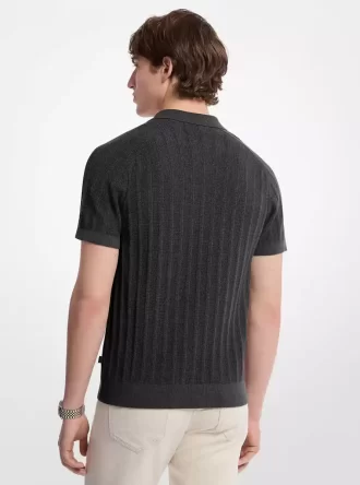 Tricou polo cu fermoar din tricot de bumbac
