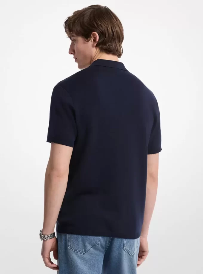 Tricou polo din bumbac cu fermoar Tricou polo din bumbac cu fermoar