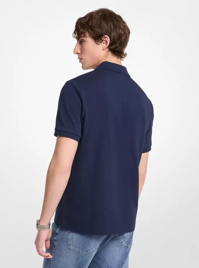 Tricou polo din bumbac cu fermoar Tricou polo din bumbac cu fermoar