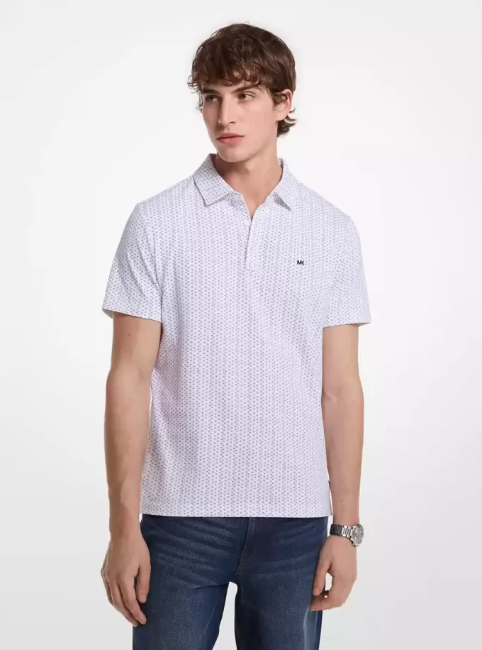 Tricou polo din bumbac cu imprimeu geometal