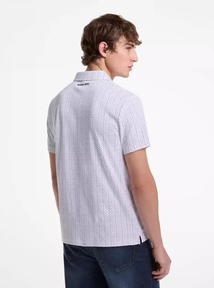 Tricou polo din bumbac cu imprimeu geometal