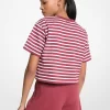 Tricou scurt din bumbac cu logo în dungi