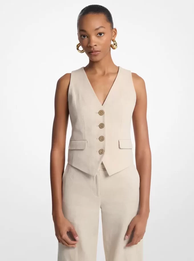 Vestă din in și bumbac twill Vestă din in și bumbac twill