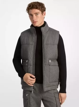 Vestă pufoasă din bumbac cu imprimeu Houndstooth Vestă pufoasă din bumbac cu imprimeu Houndstooth