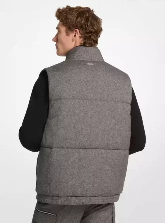 Vestă pufoasă din bumbac cu imprimeu Houndstooth Vestă pufoasă din bumbac cu imprimeu Houndstooth